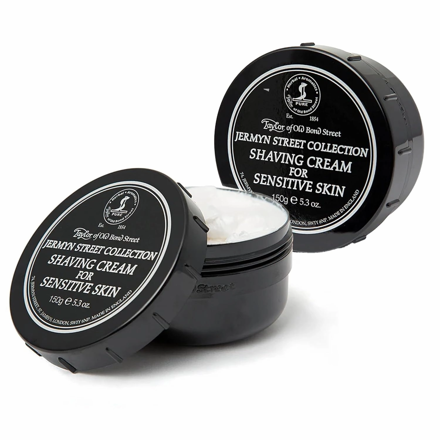 Taylor of Old Bond Street Jermyn Street Fragrance Shaving Cream Bowl 150g (2-Pack) – Rich Lather for Sensitive Skin