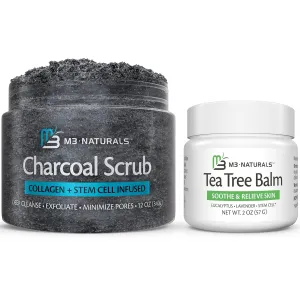 Tea Tree Oil Foot Balm (2 Fl Oz) & Activated Charcoal Foot Hand and Body Scrub