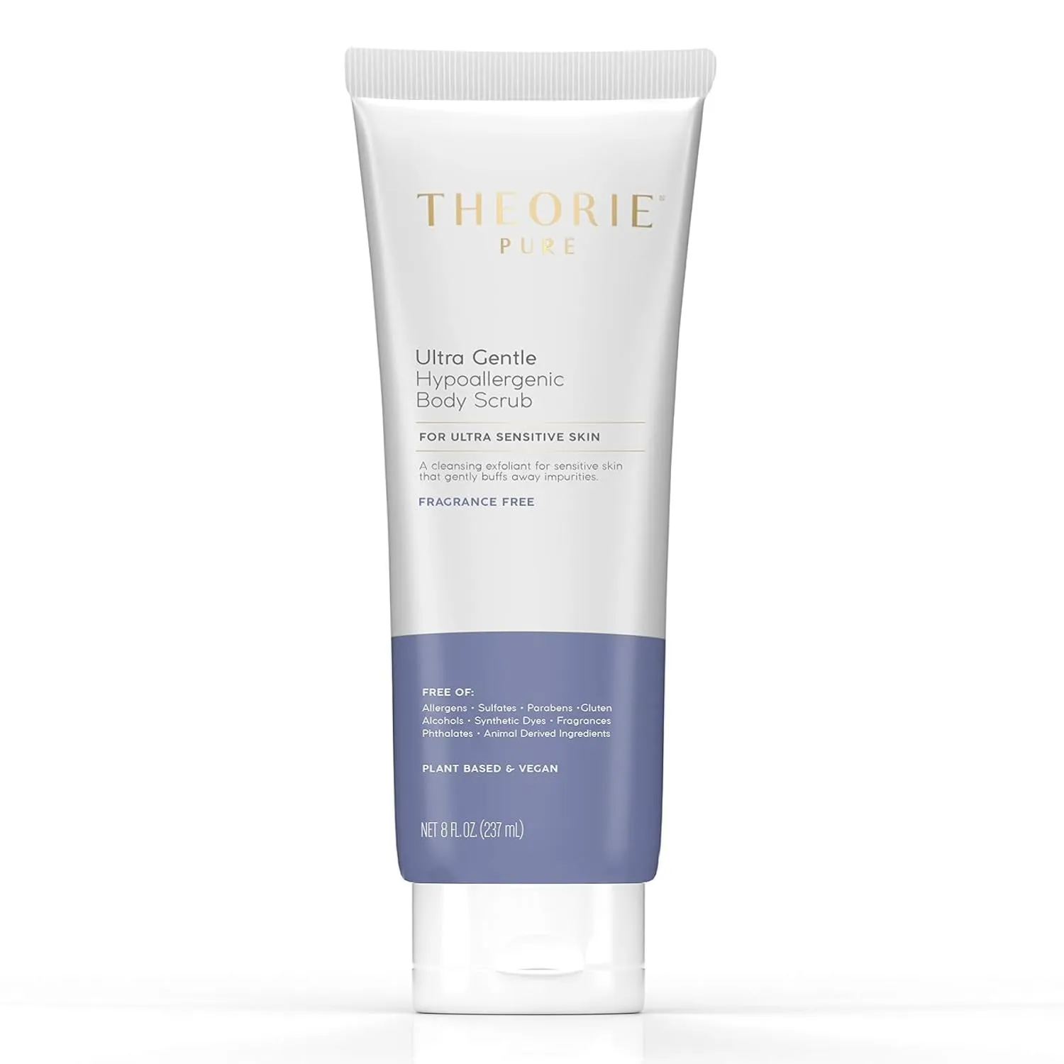 THEORIE Pure Face and Body Scrub- Hypoallergenic, Aloe Based & Vegan- Fragrance, Sulfate, Irritant, Paraben & Allergen FREE, Ultra Gentle Cleansing Exfoliant for Sensitive Skin, 8 Fl.Oz Tube / 237 mL