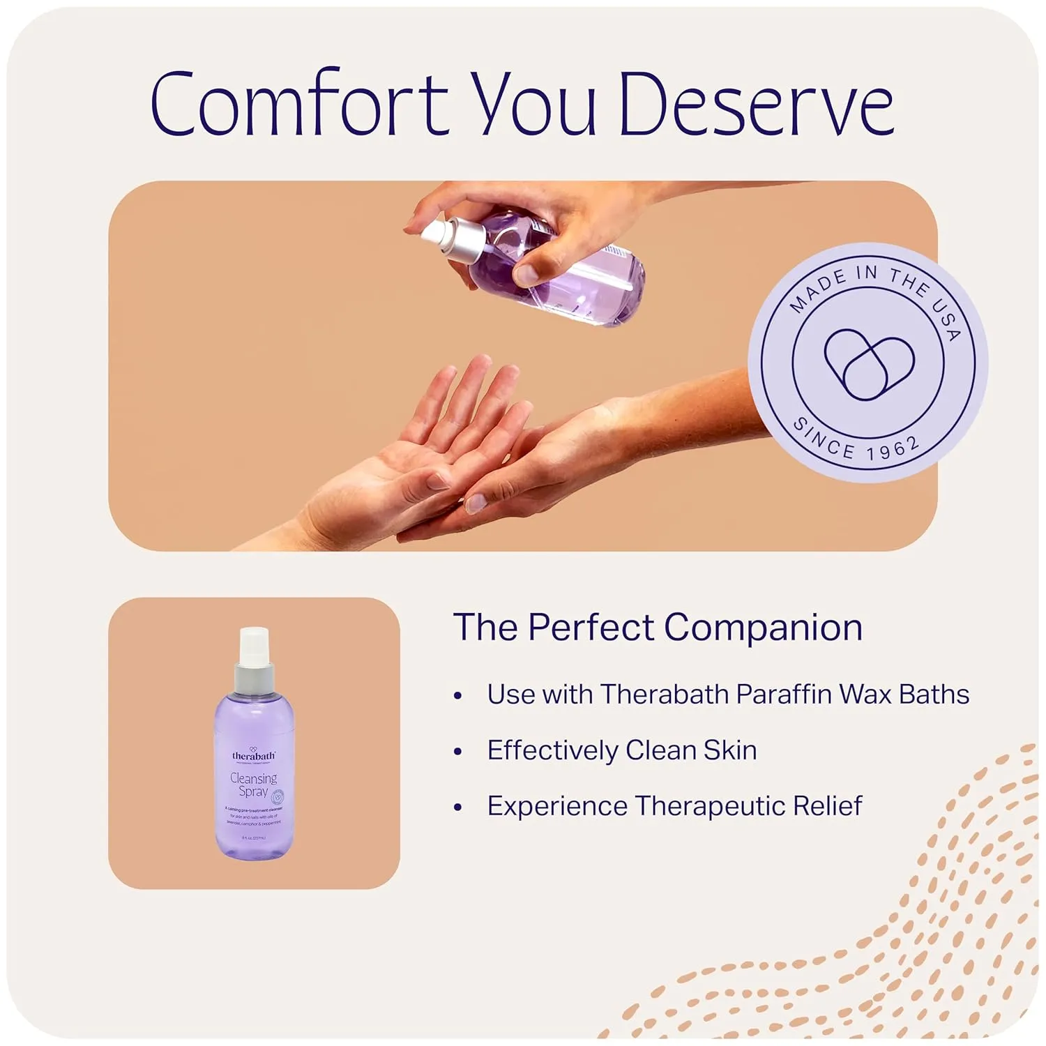 Therabath Pre-Treatment Cleansing Spray for Skin and Nails, with Oils of Lavender, Camphor, and Peppermint for Professional, Home, and Spa, Made in The USA, 8 fl. oz.