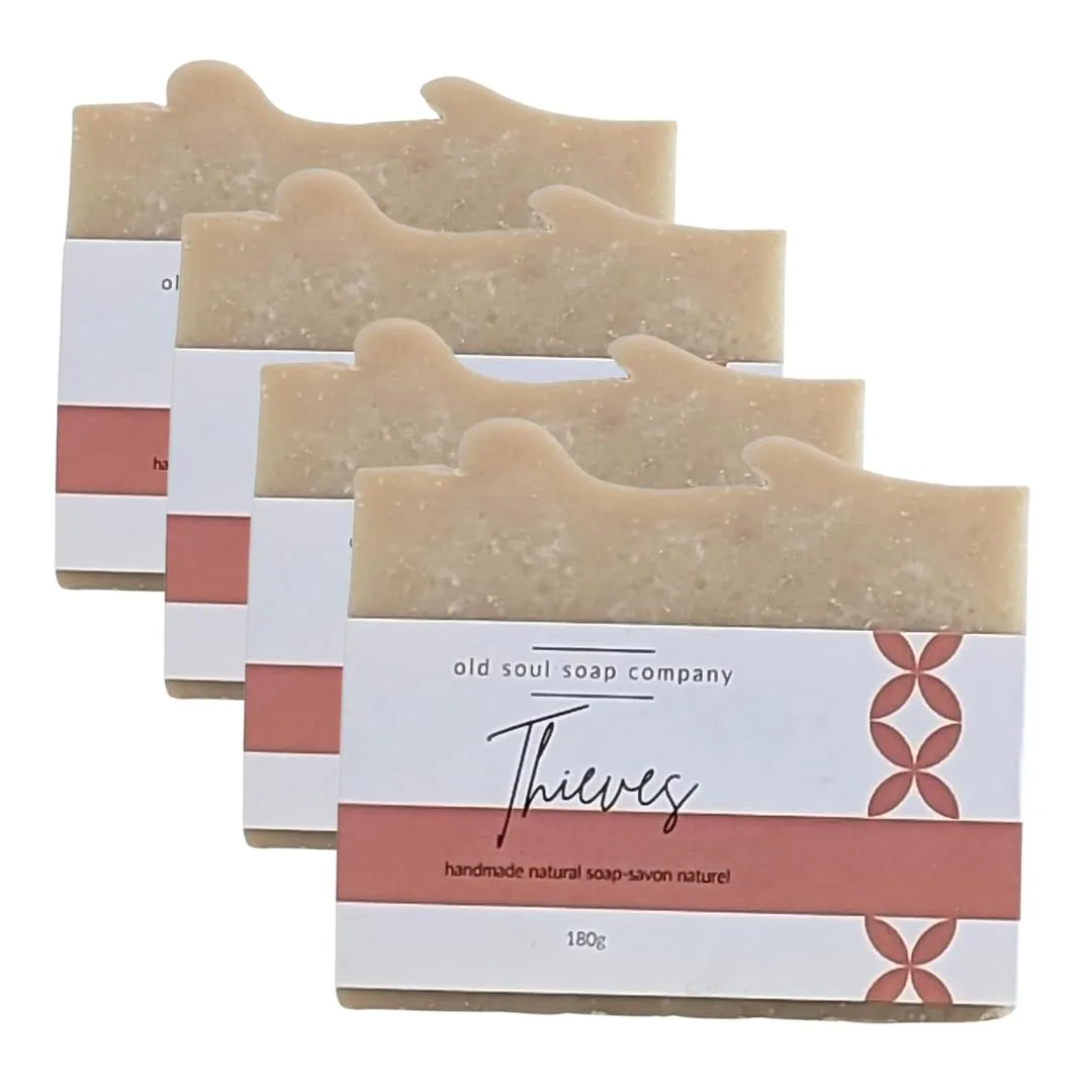 Thieves Soap Collection Soap Bar – Skin Renewing, Vegan-Friendly with Lavender & Tea Tree Oil – Deep Cleansing & Nourishing for Glowing Skin – 5.8 oz Pack 4