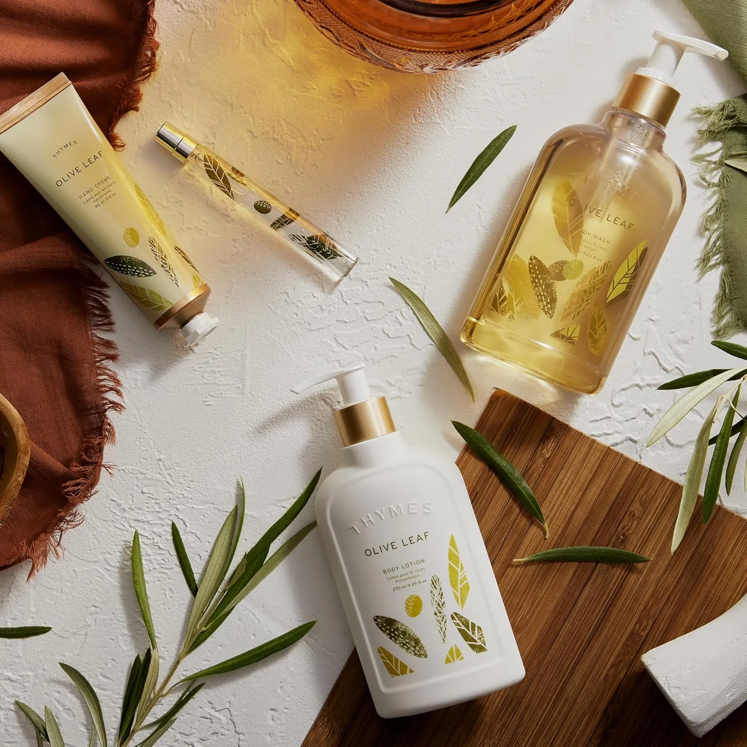 Thymes Moisturizing Hand Wash Soap with Pump - Luxury Hand Soap Gently Cleanses & Moisturizes - Skin Care with Glycerin & Olive Oil - Herbaceous, Fresh Fragrance (Olive Leaf, 8.25 oz)