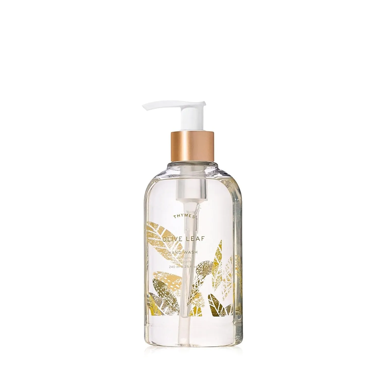 Thymes Moisturizing Hand Wash Soap with Pump - Luxury Hand Soap Gently Cleanses & Moisturizes - Skin Care with Glycerin & Olive Oil - Herbaceous, Fresh Fragrance (Olive Leaf, 8.25 oz)