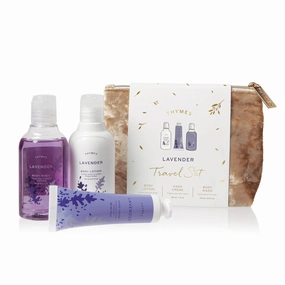 Thymes Travel Set and Beauty Bag - Contains Body Wash, Body Lotion & Hand Cream - Lavender