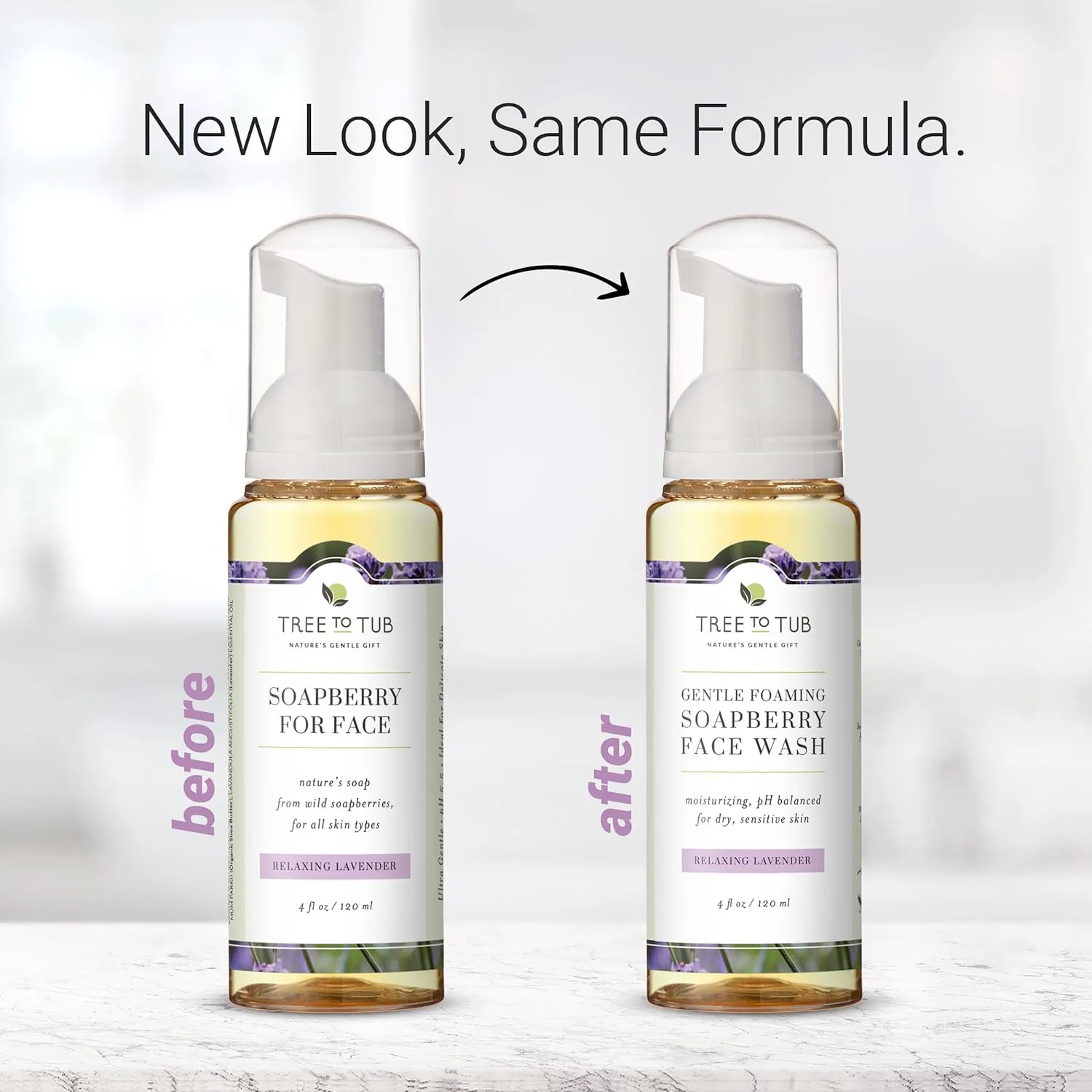 Tree to Tub Sensitive Skin Face Wash for Dry Skin - Moisturizing Gentle Face Cleanser for Women & Men, Hydrating Foaming Facial Cleanser, Daily Face Soap w/Organic Aloe Vera, All Natural Lavender Oil