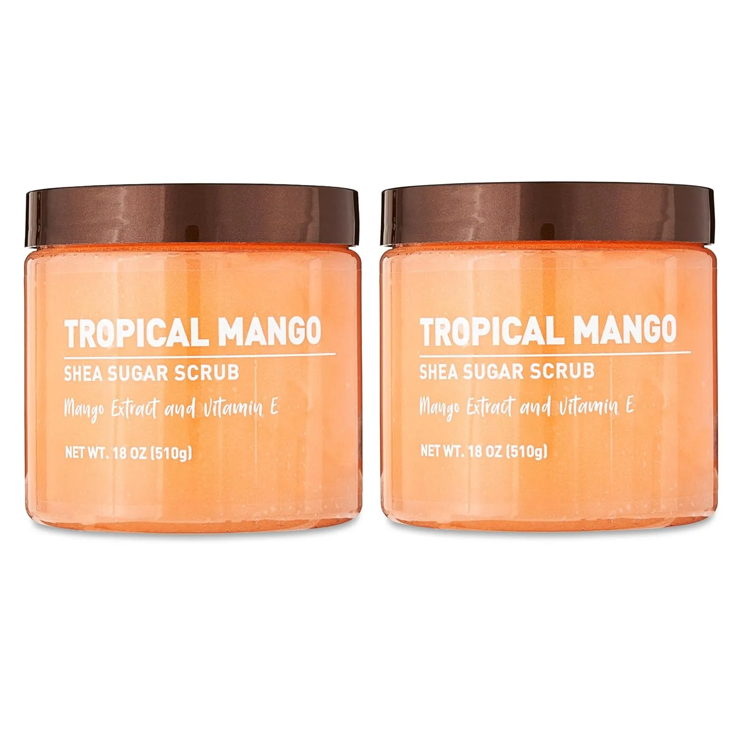 Tropical Mango Sugar Scrub – Exfoliating Body Scrub for Women, Moisturizing Shea Butter, Natural Sugar Exfoliant, Hand and Foot Scrub, Paraben-Free, All Skin Types, 18 oz (Pack of 2)