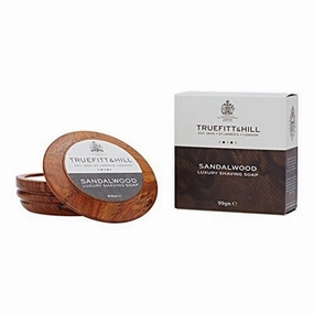 Truefitt & Hill Luxury Shaving Soap in Acacia Wood Bowl - Sandalwood - Hydrating, Rich Lather for a Closer, Smoother Shave, Gentle on Sensitive Skin, Perfect for Refills - 3.3 oz.