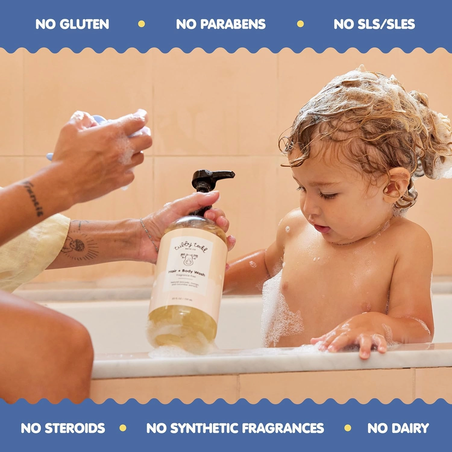 TUBBY TODD Hair   Body Wash - Baby Shampoo and Body Wash - Gentle, Natural Baby Was for Newborns, Babies, and Toddlers - Non-Toxic and Hypoallergenic - Fragrance-Free, 2 Pack, 8.5oz & 25oz