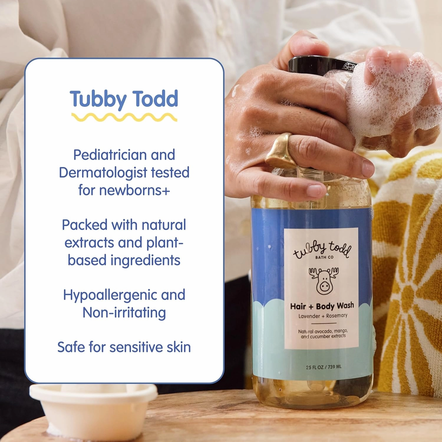TUBBY TODD Hair   Body Wash - Baby Shampoo and Body Wash - Gentle, Natural Baby Was for Newborns, Babies, and Toddlers - Non-Toxic and Hypoallergenic - Fragrance-Free, 2 Pack, 8.5oz & 25oz