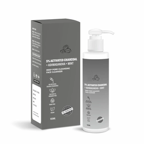 Tubees 5% Activated Charcoal Face Wash with Mint & Ashwagandha | Deep Pore Cleansing Face Cleanser | For Oily, Combination & Acne Prone Skin | 100ml