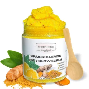 TURMERIC BODY SCRUB Brightening Scrub Sugar Scrub Turmeric Body Exfoliant Scrub For Dark Spots (Lemon)