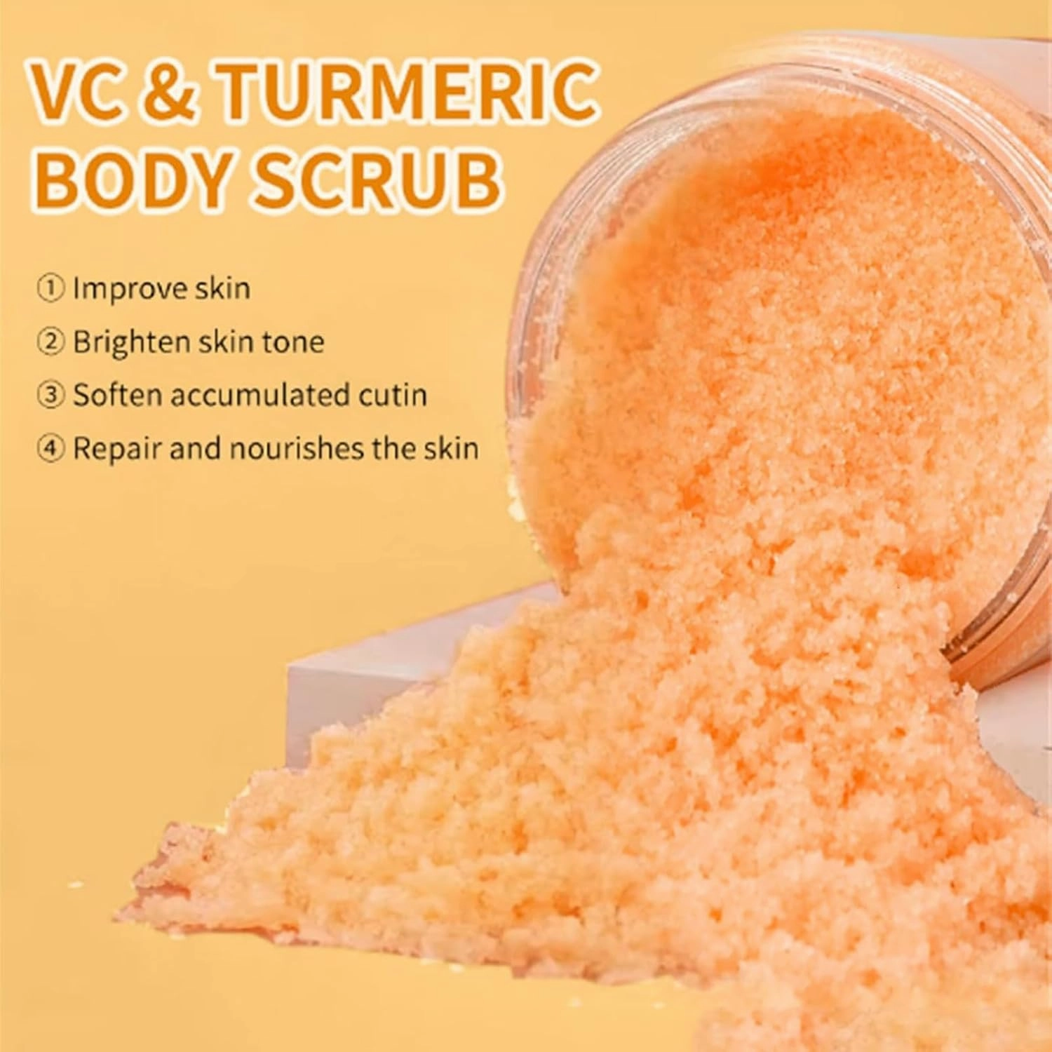 Turmeric Glow Salt Scrub, Moisturizing Body, Face & Feet Exfoliant (2pcs)