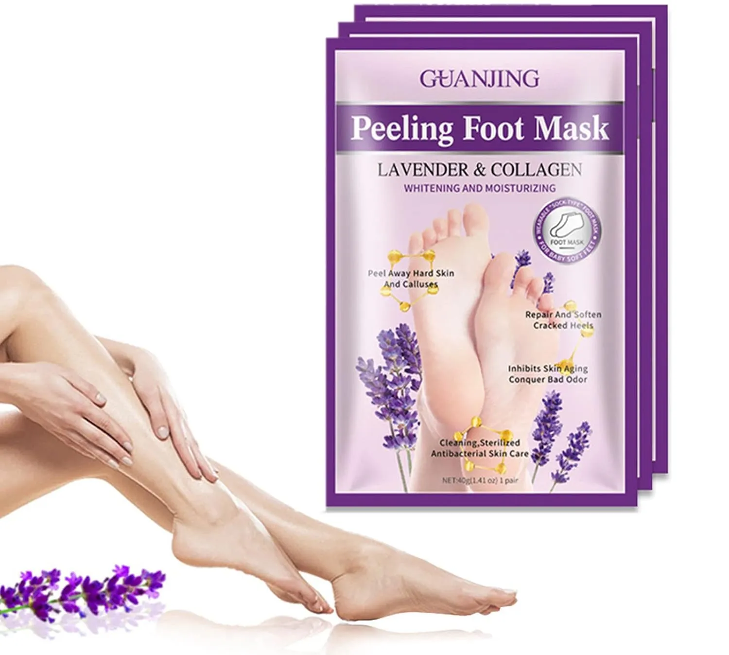 Ultra Moisturizing Foot Peeling Mask Intensely moisturizing repairs and softens rough and dry skin 4-pack