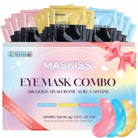 Under Eye Patches (24 Pairs), 3 Colors Eye Masks Gift Set for Dark Circles Puffy Eyes, Undereye Bags and Wrinkles, Bachelorette Party Favors, Skin Care Set Gifts for Women