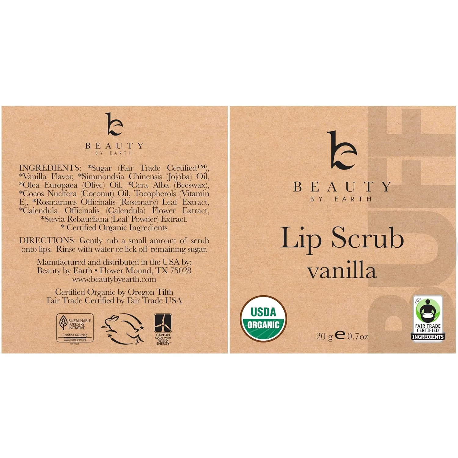USDA Organic Lip Scrub Vanilla - USA Made with Natural Ingredients, Moisturizing Scrub Exfoliator for Dry Lips, Lip Sugar Scrubber Exfoliator for Smooth Lips, Small Beauty Gifts