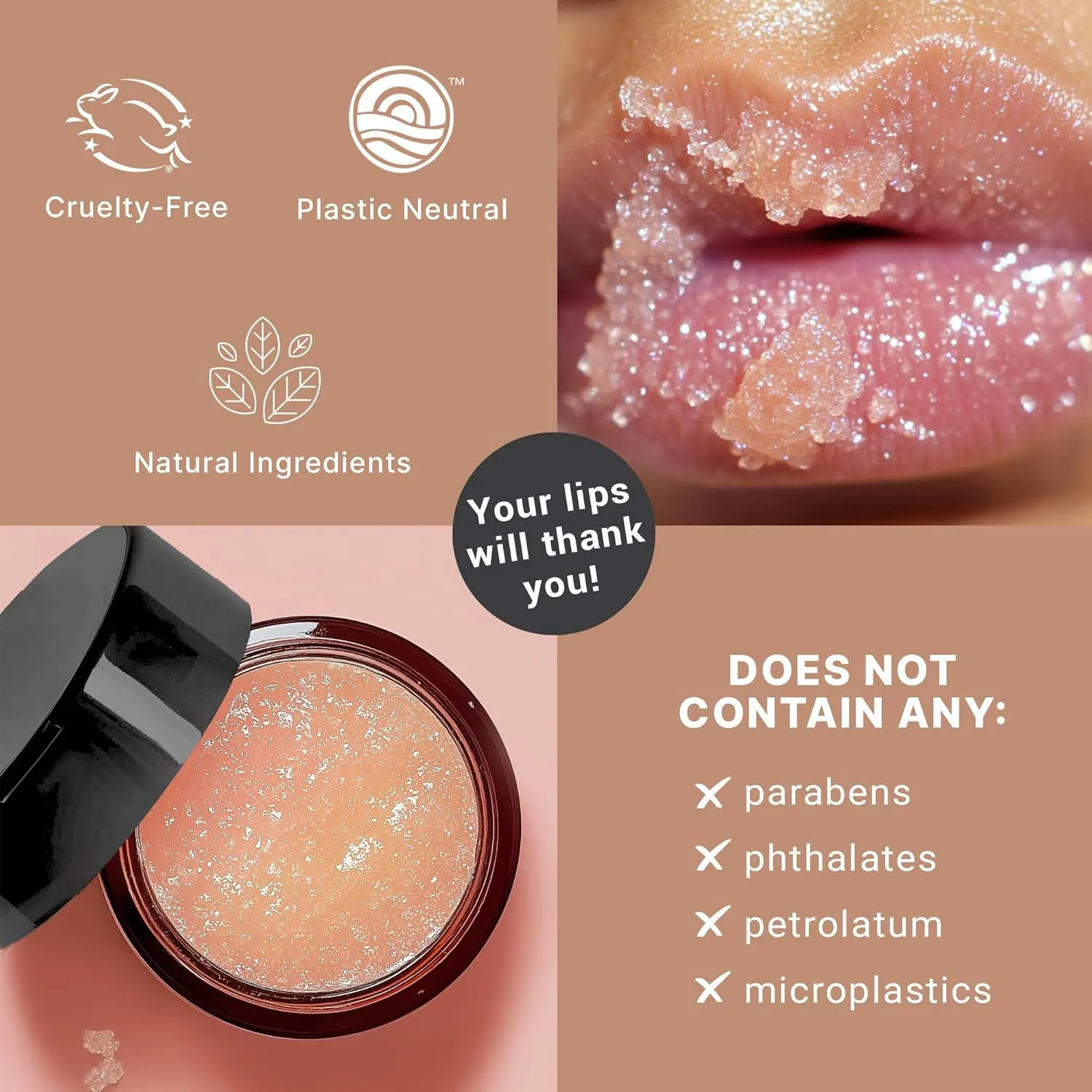USDA Organic Lip Scrub Vanilla - USA Made with Natural Ingredients, Moisturizing Scrub Exfoliator for Dry Lips, Lip Sugar Scrubber Exfoliator for Smooth Lips, Small Beauty Gifts