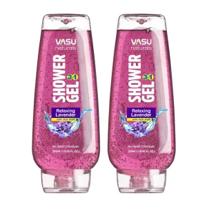 Vasu Naturals Lavender Shower Gel – Calming & Hydrating Body Wash, Enriched with Lavender Extract & Pro-Vitamin B5 for Soothing Skin, Soap-Free Formula, Pack of 2