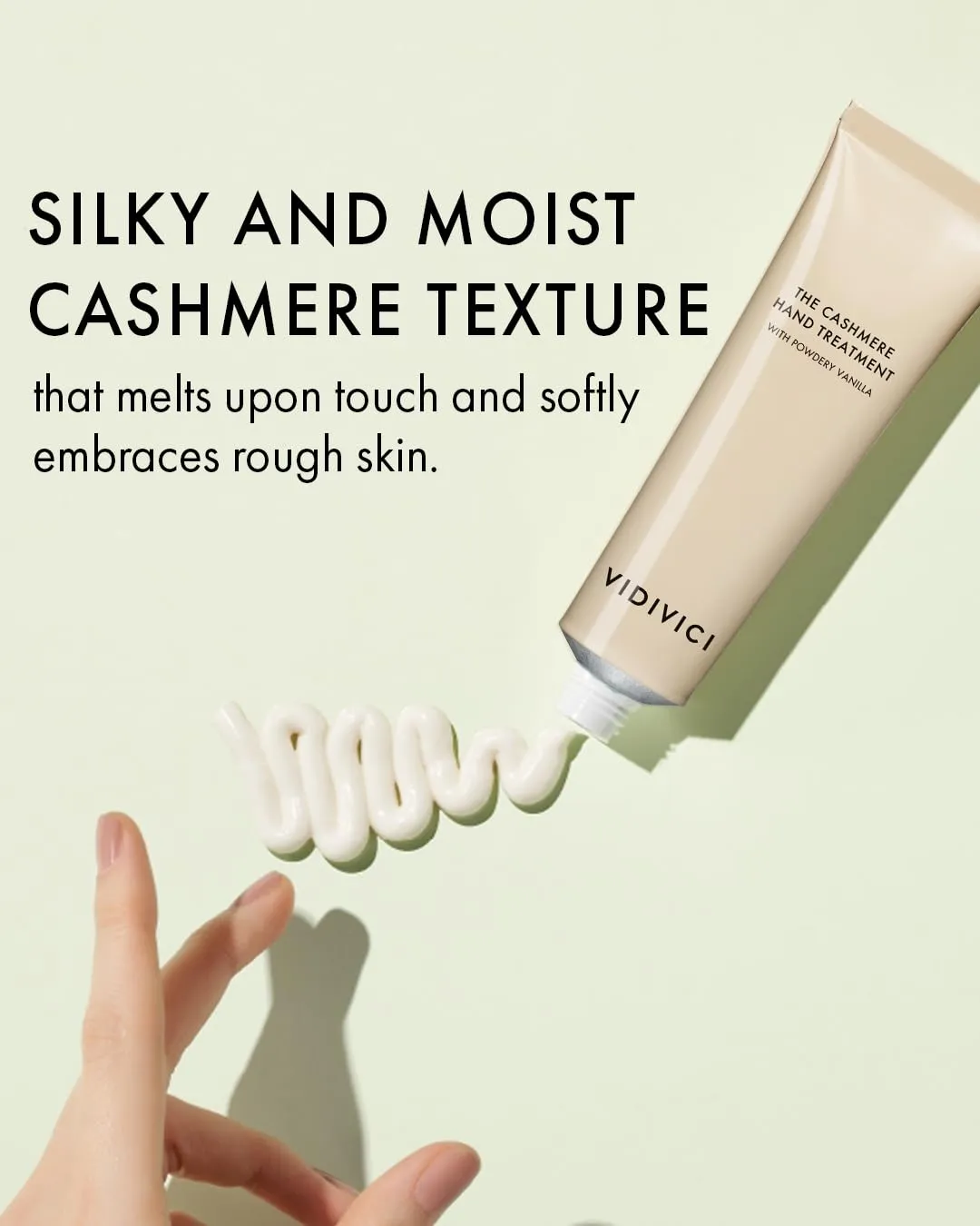 VIDIVICI The Cashmere Hand Cream with Shea Butter – Powdery Vanilla Scented Moisturizer for Dry & Cracked Hands – Repairs Skin Barrier – Soft Silky Texture – 1.69oz