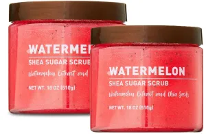 Watermelon Sugar Scrub – Exfoliating Body Scrub for Women, Moisturizing Shea Butter, Natural Sugar Exfoliant, Hand and Foot Scrub, Paraben-Free, All Skin Types, 18 oz (Pack of 2)