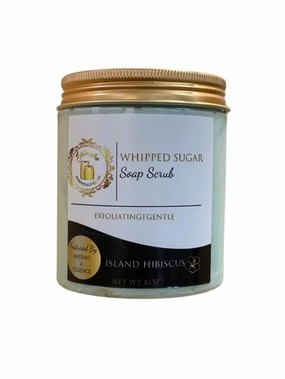Whipped Sugar Soap Scrub (Island Hibiscus) Exfoliant, Body Wash, Body Scrub, Foaming Soap