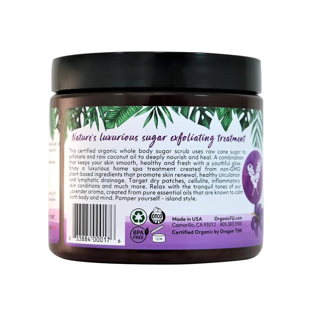 Whole Body Scrub - Infused with Coconut Oil, Exfoliating Sugar Scrub for Smooth and Soft Skin, Exfoliates & Restores Skin's Natural Biosphere, Lavender 20 oz