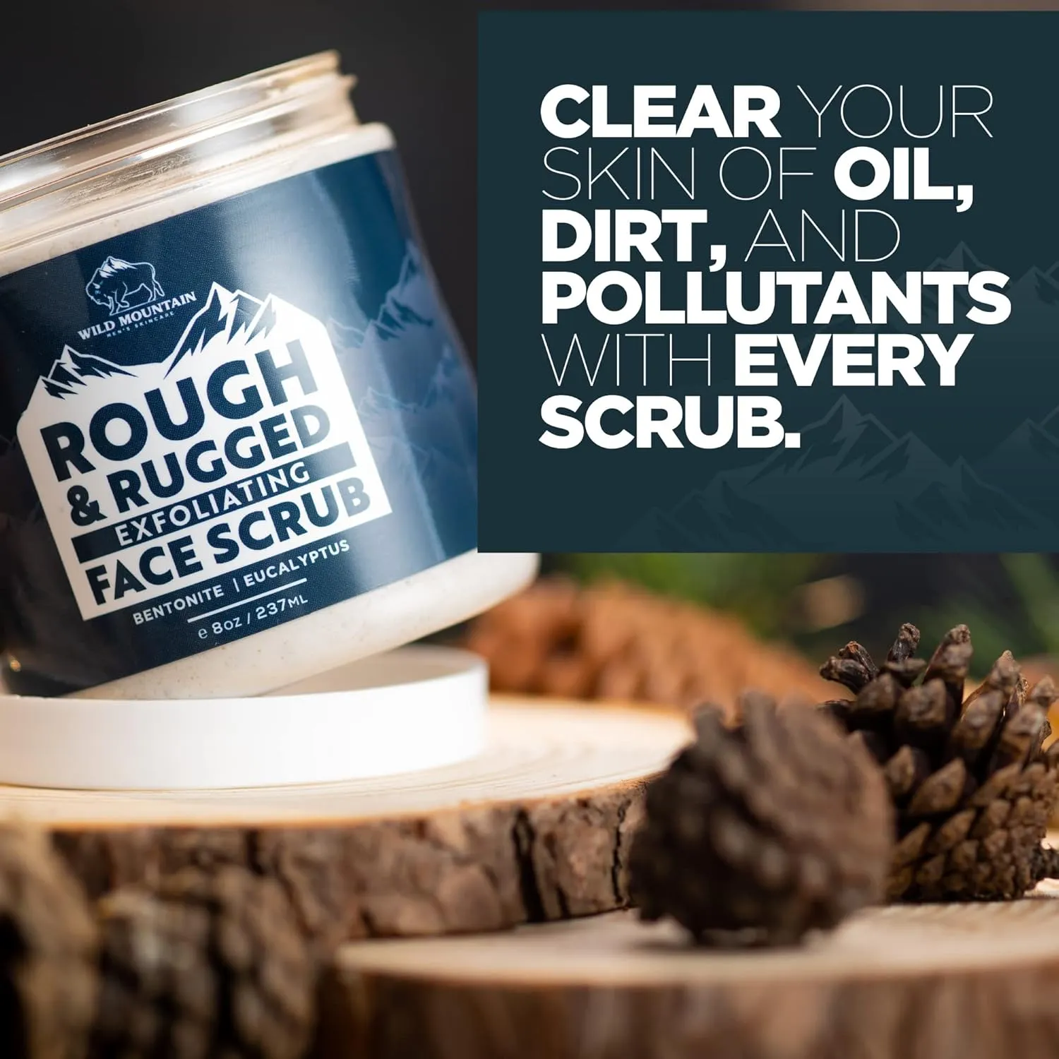 Wild Mountain Rough & Rugged Face Scrub - Micodermabrasion Mens Facial Exfoliator, Face Wash
