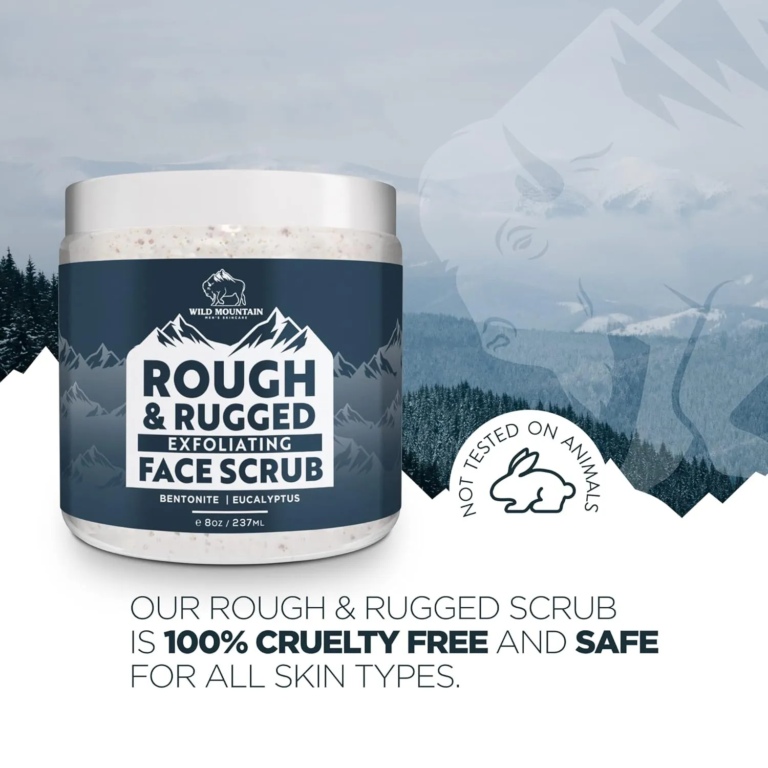 Wild Mountain Rough & Rugged Face Scrub - Micodermabrasion Mens Facial Exfoliator, Face Wash