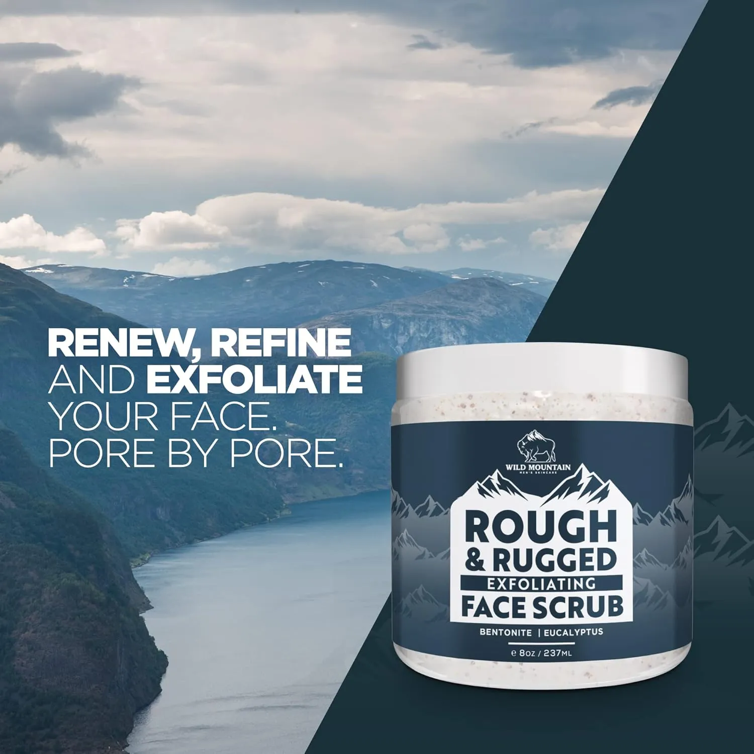 Wild Mountain Rough & Rugged Face Scrub - Micodermabrasion Mens Facial Exfoliator, Face Wash