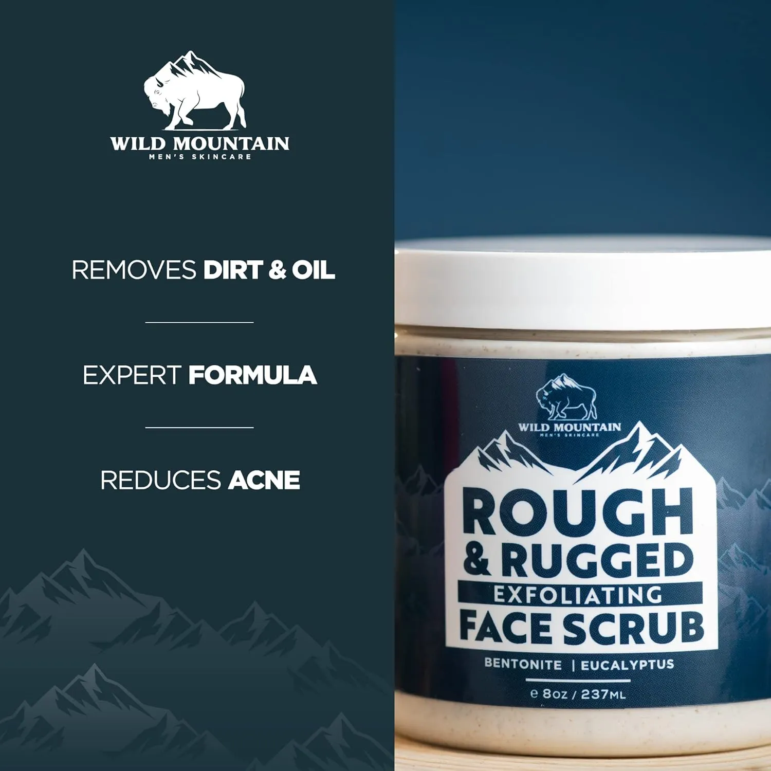 Wild Mountain Rough & Rugged Face Scrub - Micodermabrasion Mens Facial Exfoliator, Face Wash
