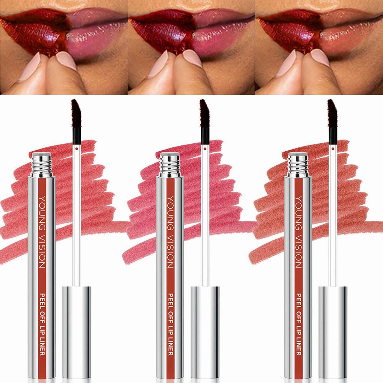 YOUNG VISION 3-Pc Peel Off Lip Liner Stain Set, Tattoo Peel Off Lipliner, Matte Finish, Waterproof, Nude Matte Lip Contour for Women Makeup, Precise Lip Definition, Gift Set