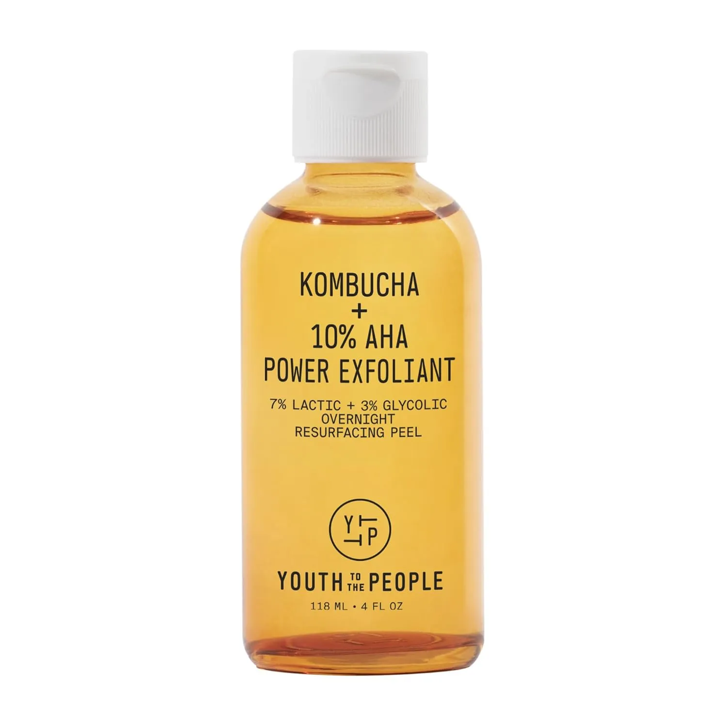 Youth To The People Kombucha   10% AHA Power Exfoliant (4 fl oz), Overnight Resurfacing Peel, Helps Fade Discoloration   Smooth Skin Texture, Lactic   Glycolic Acid, Fragrance-free, Vegan