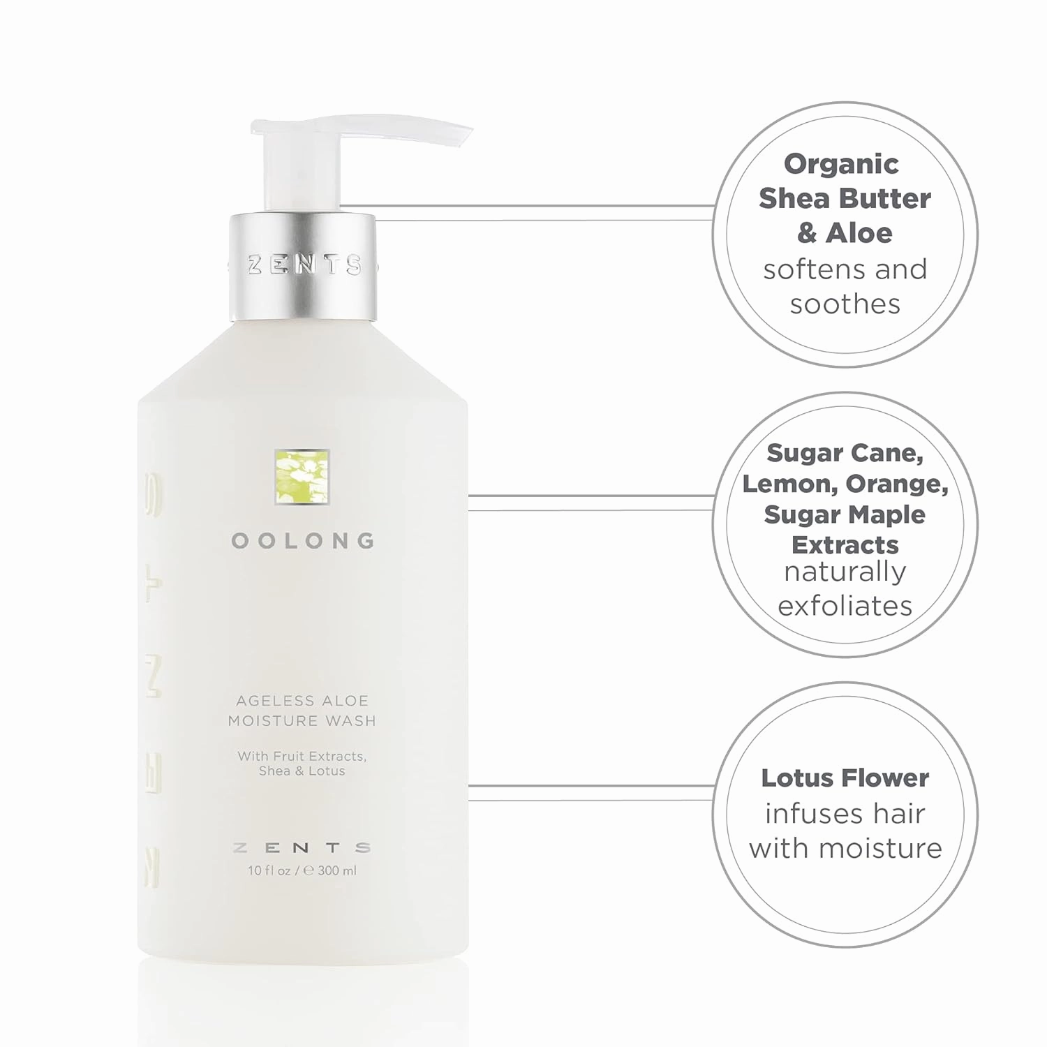 Zents Hand & Body Wash (Oolong Fragrance) | Hydrating Anti-Aging Cleanser with Organic Shea Butter & Aloe for Dry Skin | Gentle & Nourishing | 10 fl oz